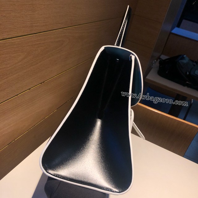 Delvaux全新box皮黑配白邊brillant手提女包 德爾沃專櫃專櫃經典款黑色手袋 bxs1058